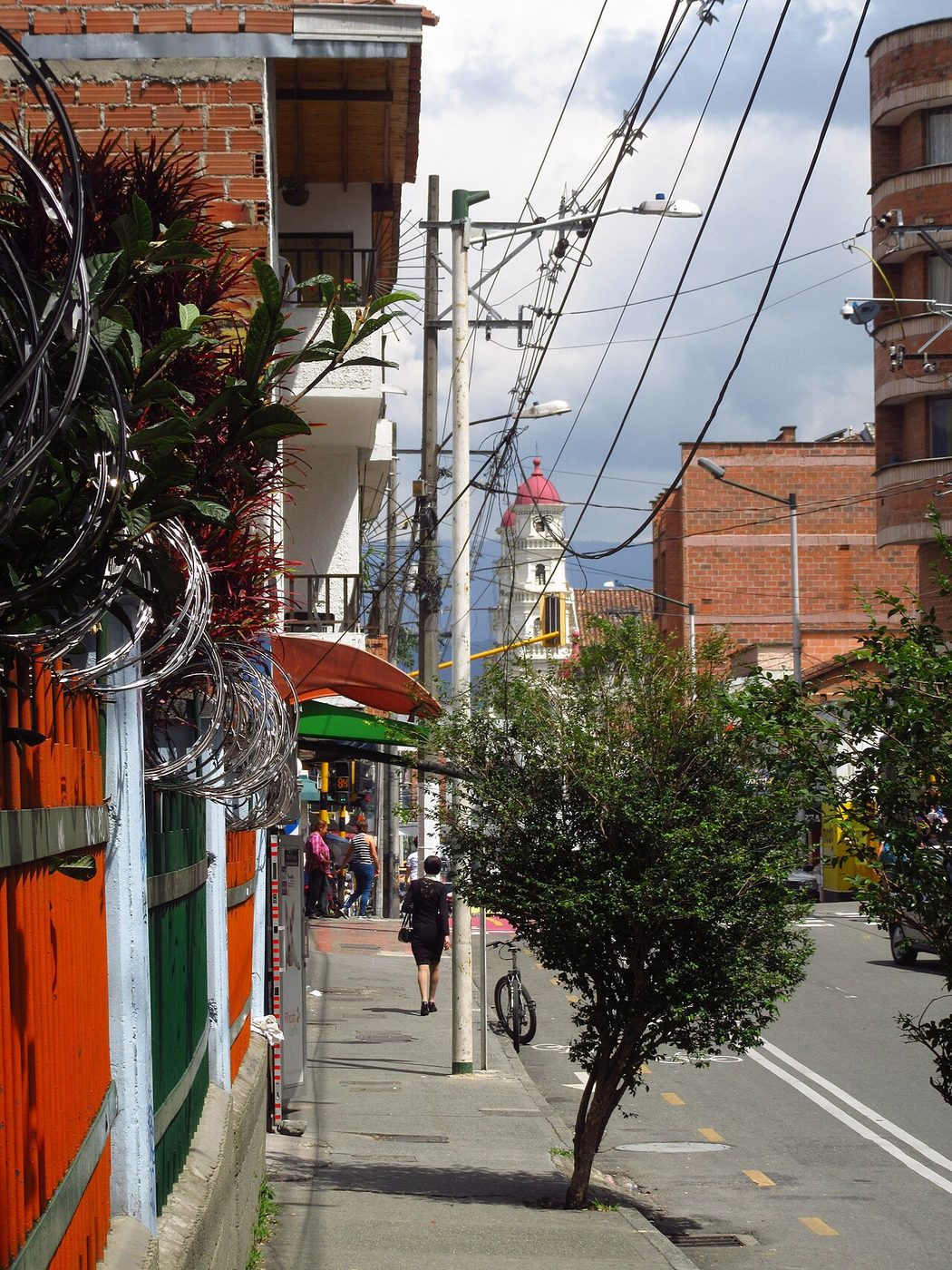 A brick residential street in Envigado