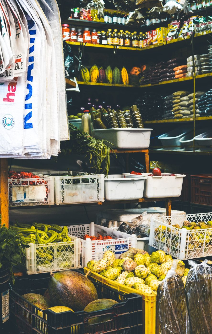 Fresh produce at a Colombian market stall